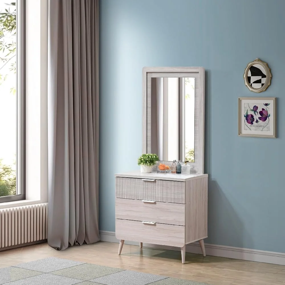 دراور سه کشو و آینه دار مدل Elmwood هوم باکس