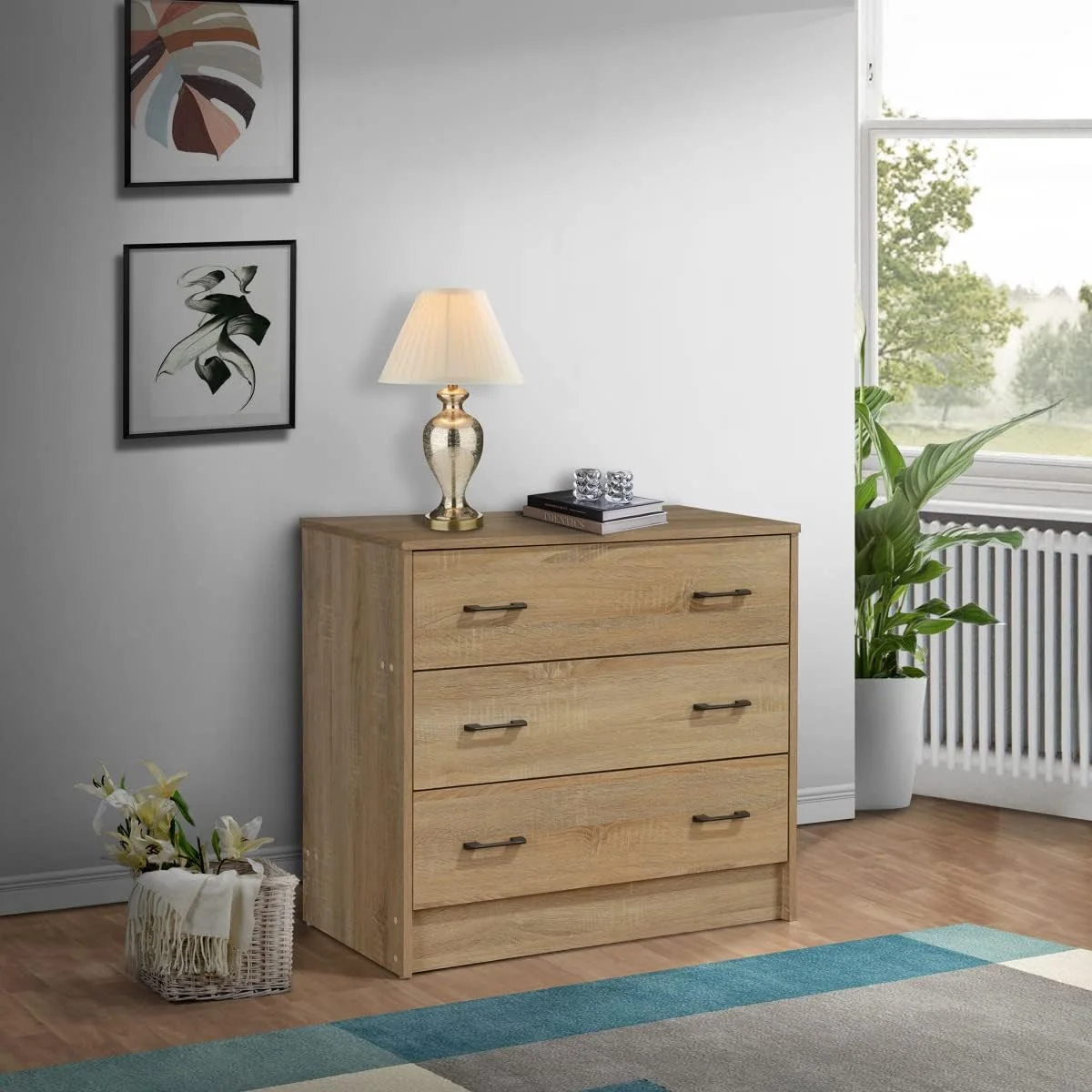 دراور سه کشو هوم باکس مدل Oasis بدون آینه 40 X 73.7 X 80 سانتی متر قهوه ای