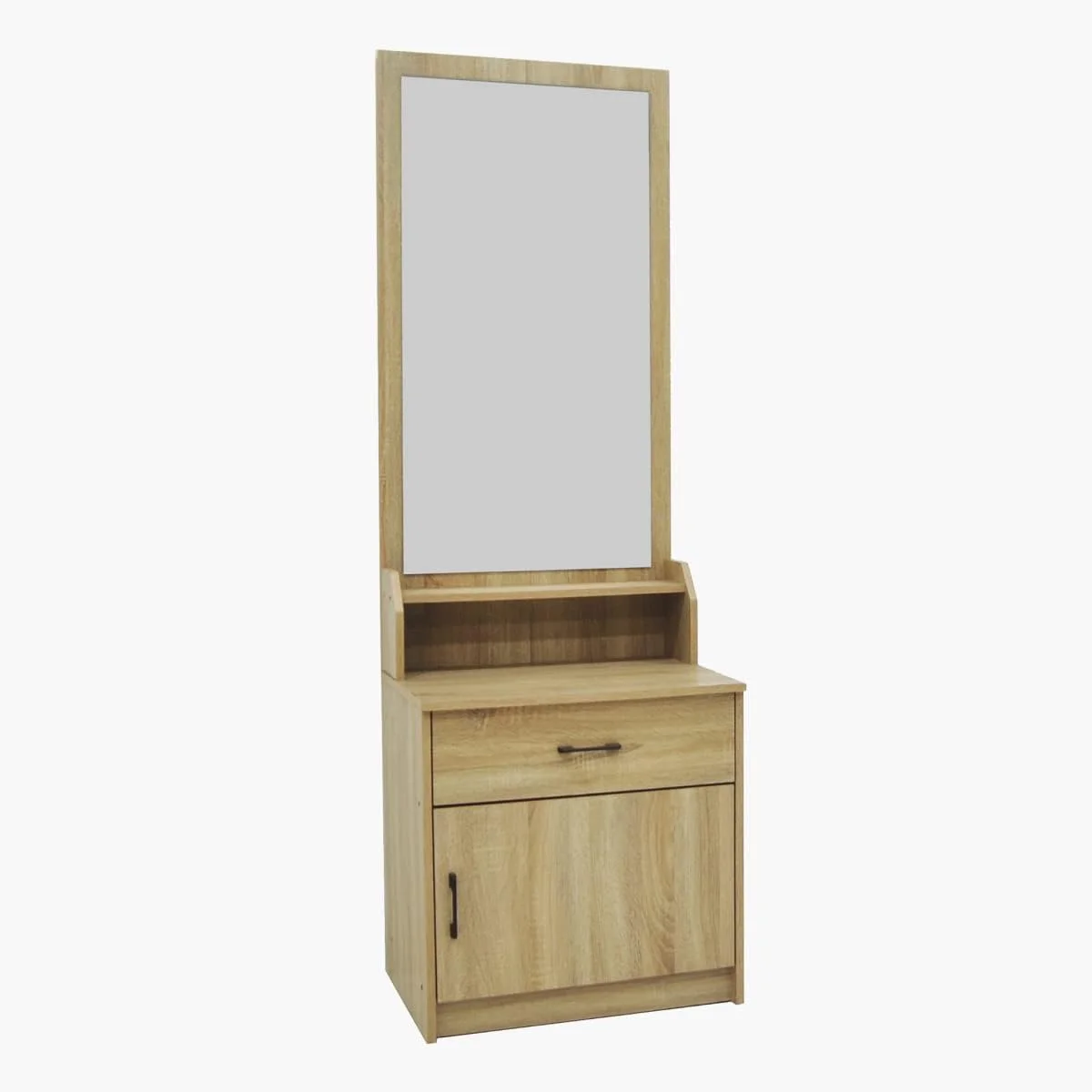 ست میز آرایش بلند 3 تکه هوم باکس Oasis با یک کشو، یک درب، آینه و صندلی 60x180x41.5 سانتی متر بژ ست میز آرایش بلند 3 تکه هوم باکس Oasis با یک کشو، یک درب، آینه و صندلی 60x180x41.5 سانتی متر بژ