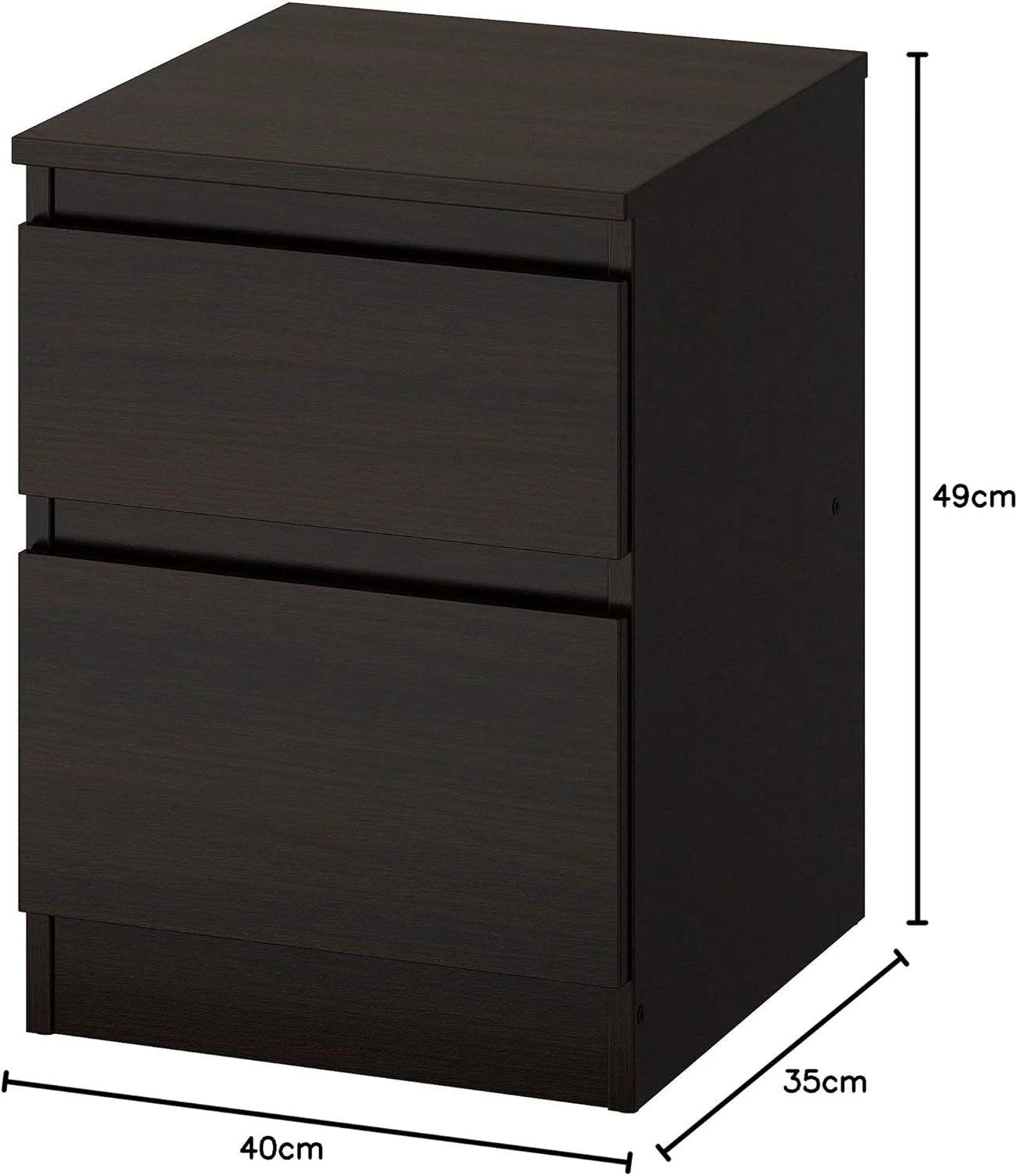 دراور ۲ کشو چوبی ایکیا مدل Aerglo Kullen (قهوه ای، ۳۵x۴۹ سانتی متر)