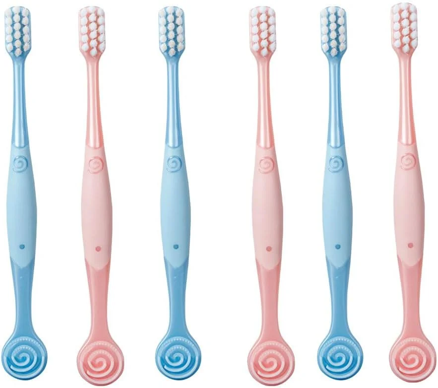 مسواک فوق العاده نرم برای بزرگسالان، SYOSI 2 در 1 مسواک نرم با زبان شوی برای لثه ها و دندان های حساس، بسته 6 عددی
