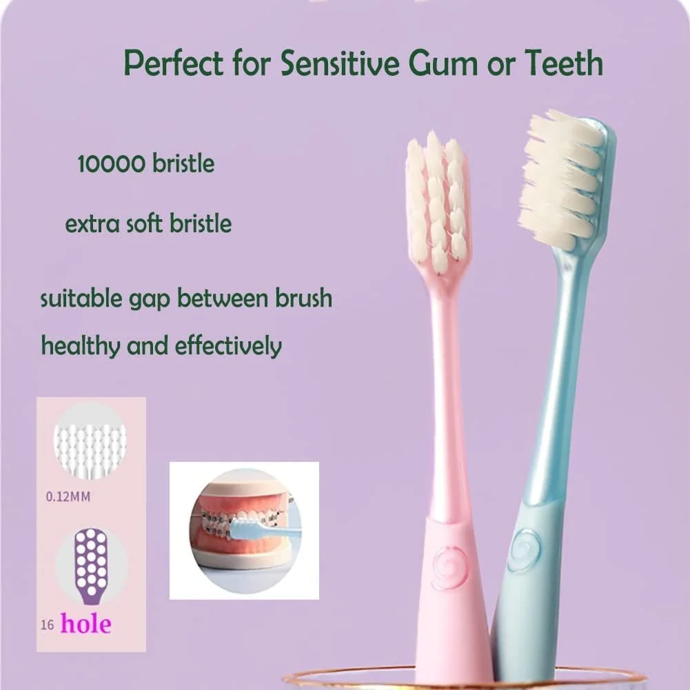 مسواک فوق العاده نرم برای بزرگسالان، SYOSI 2 در 1 مسواک نرم با زبان شوی برای لثه ها و دندان های حساس، بسته 6 عددی مسواک فوق العاده نرم برای بزرگسالان، SYOSI 2 در 1 مسواک نرم با زبان شوی برای لثه ها و دندان های حساس، بسته 6 عددی