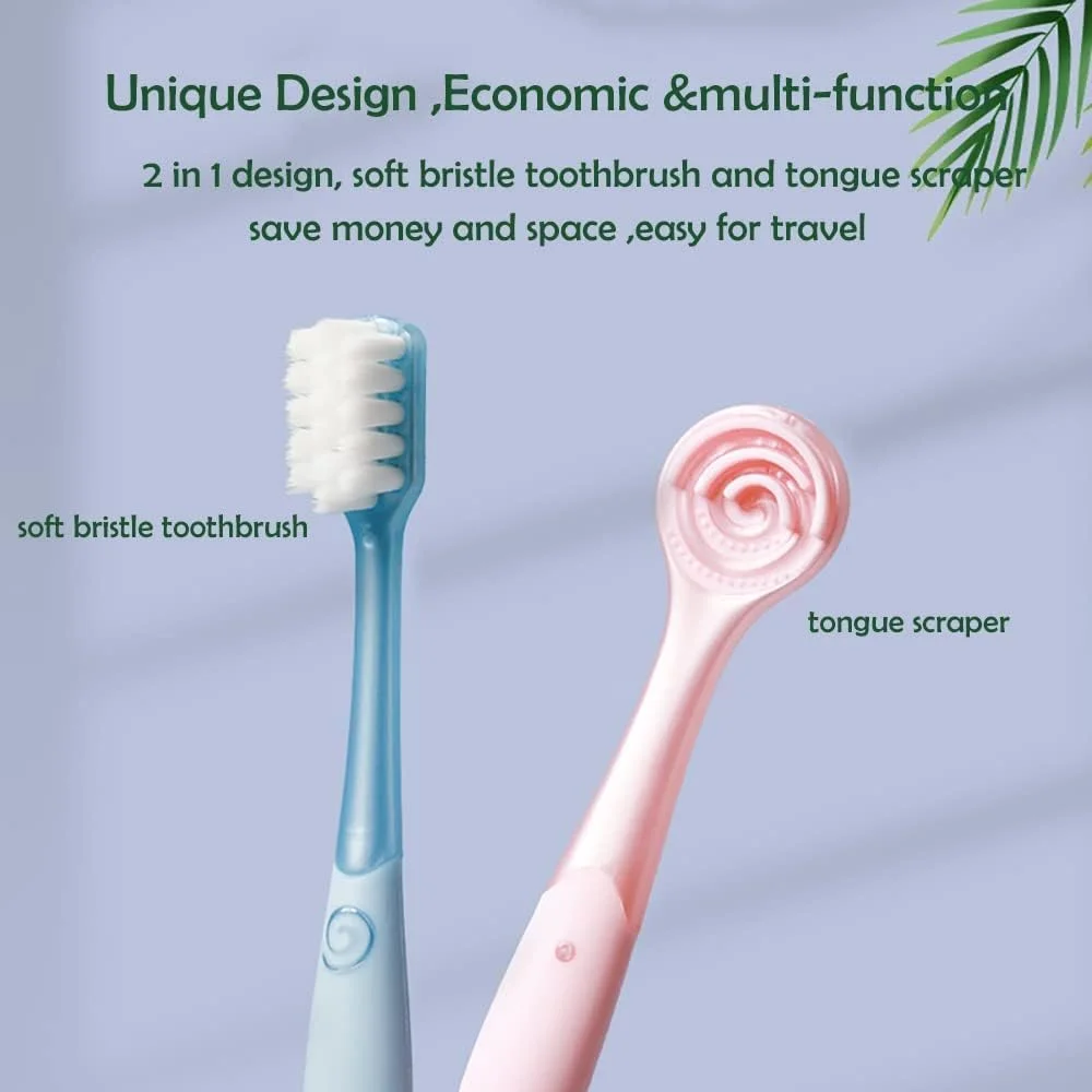 مسواک فوق العاده نرم برای بزرگسالان، SYOSI 2 در 1 مسواک نرم با زبان شوی برای لثه ها و دندان های حساس، بسته 6 عددی مسواک فوق العاده نرم برای بزرگسالان، SYOSI 2 در 1 مسواک نرم با زبان شوی برای لثه ها و دندان های حساس، بسته 6 عددی