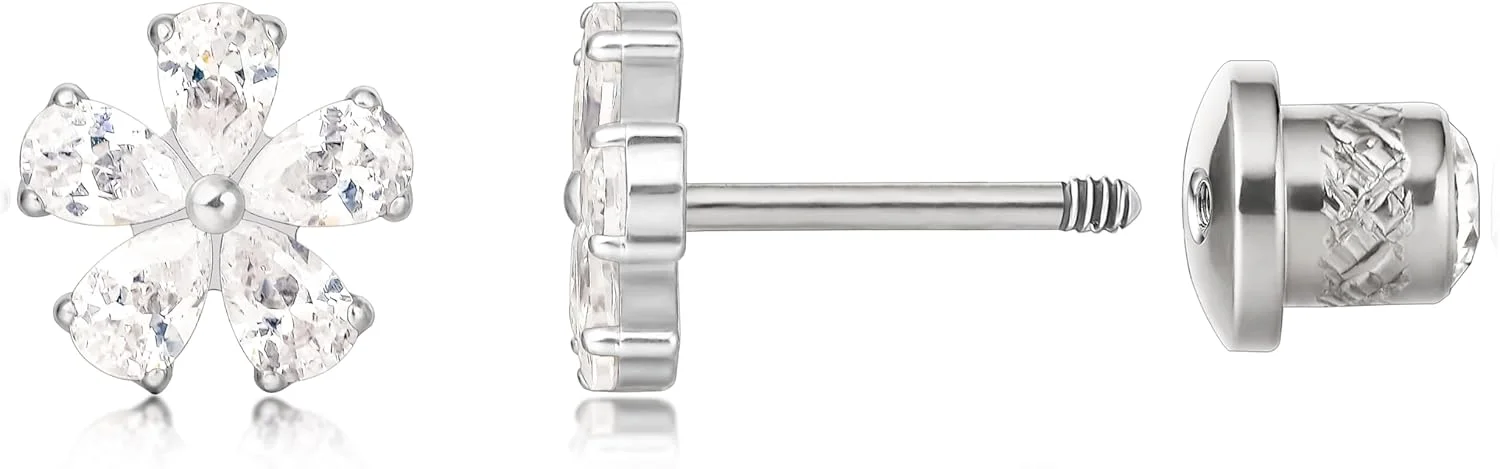 گوشواره های ضد حساسیت لیمرنسیا با پشت پیچی تیتانیومی درجه ایمپلنت G23، تراگوس 20G، پست پیرسینگ مارپیچ F136 برای غضروف گوش های حساس