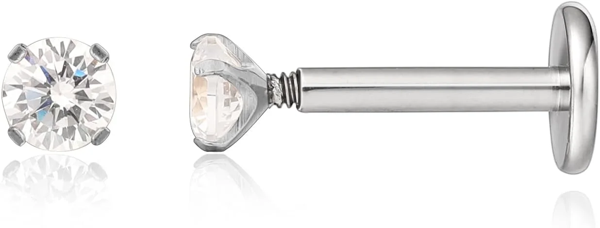 پیرسینگ تراگوس تیتانیومی 18 گرمی Limerencia با رزوه داخلی، نگین CZ، پشت صاف، مناسب برای بینی، گوشواره، هلیکس، غضروف، لبرت، مونرو، زنانه و مردانه