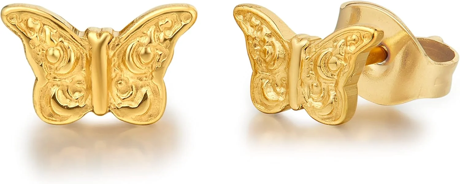 گوشواره تیتانیومی، گل میخ پروانه ای کوچک، تیتانیوم خالص گرید ایمپلنت، ضد حساسیت، مناسب برای گوش های حساس