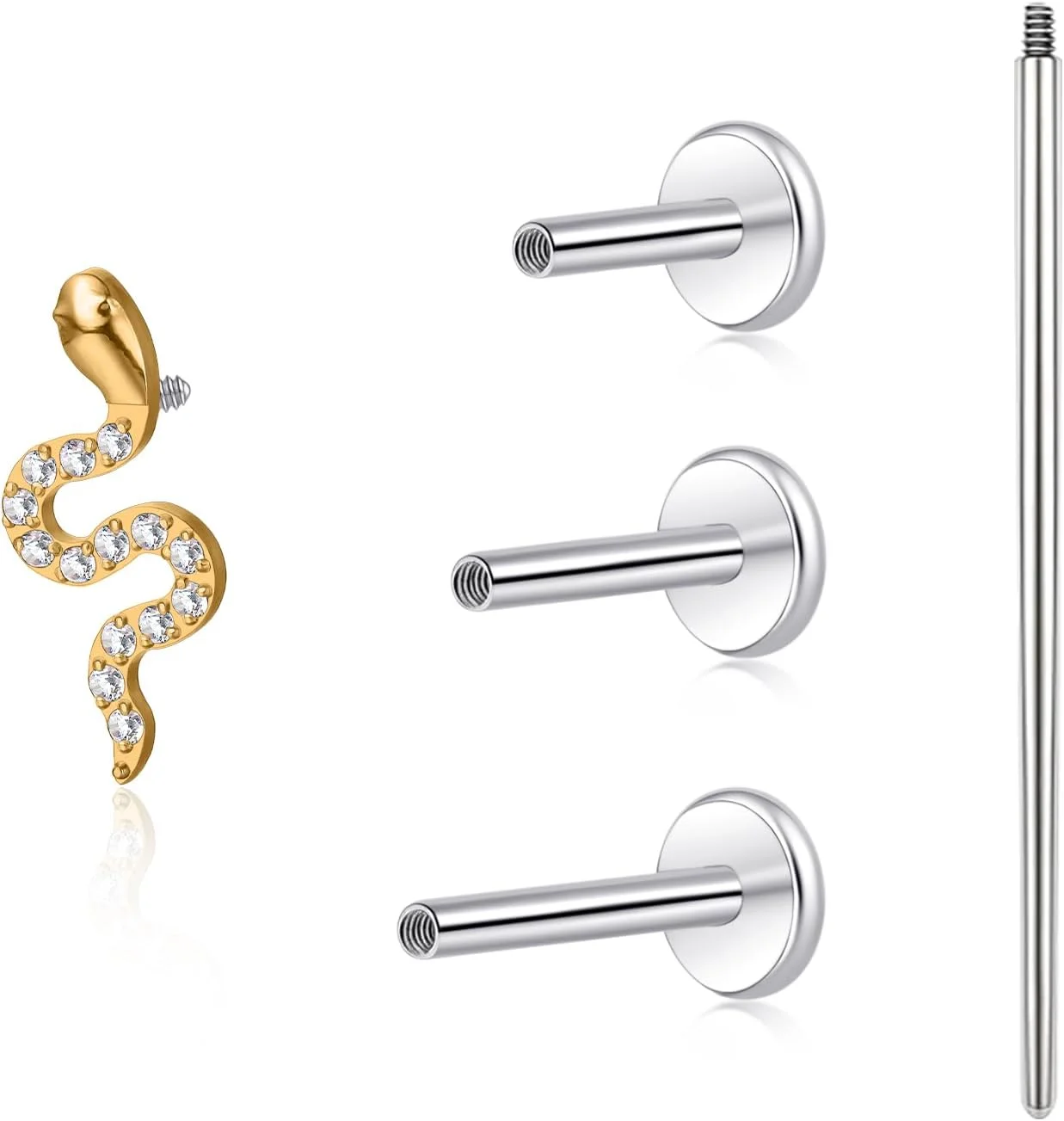 گوشواره های ضد حساسیت تیتانیومی لیمرنسیا مدل F136، گیج 18، 6 میلی متر، 8 میلی متر، 10 میلی متر، پشت صاف، رزوه داخلی، مناسب برای غضروف، تراگوس، هلیکس، کانچ، بینی، لب (تک)