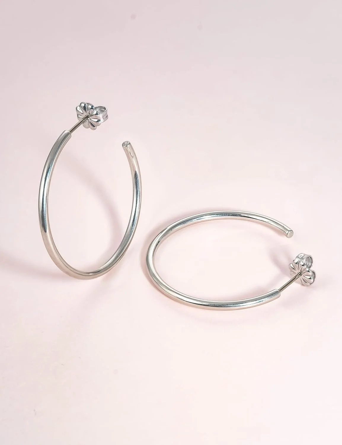 گوشواره های حلقه ای بزرگ هیپوآلرژیک G23 از جنس تیتانیوم خالص Limerencia، گوشواره های بغل گوش نگین دار سبک وزن برای زنان و دختران با گوش های حساس