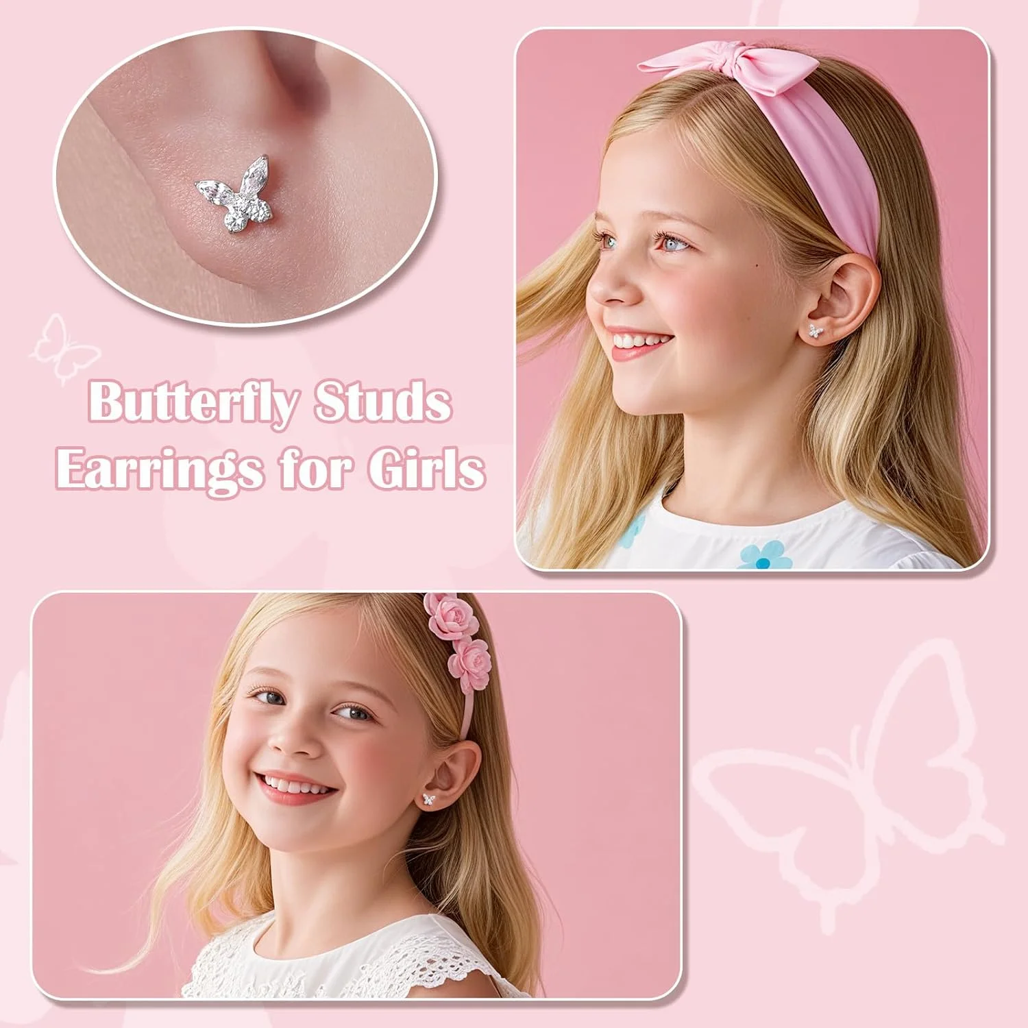 گوشواره های پروانه ای تیتانیومی ضد حساسیت لیمرنسیا مناسب دختران، پین 20G، هدیه ای برای دختر/نوه/خواهرزاده