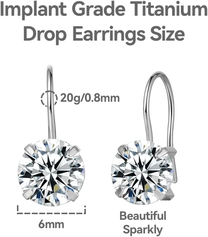 گوشواره های حلقه ای آویز زیرکونیا مکعبی تیتانیومی خالص ضد حساسیت Limerencia، گوشواره های آویز سبک وزن زیرکونیا گرد و درخشان سایز 8 میلی متر (5/16 اینچ) برای گوش های حساس زنان و دختران گوشواره های حلقه ای آویز زیرکونیا مکعبی تیتانیومی خالص ضد حساسیت Limerencia، گوشواره های آویز سبک وزن زیرکونیا گرد و درخشان سایز 8 میلی متر (5/16 اینچ) برای گوش های حساس زنان و دختران