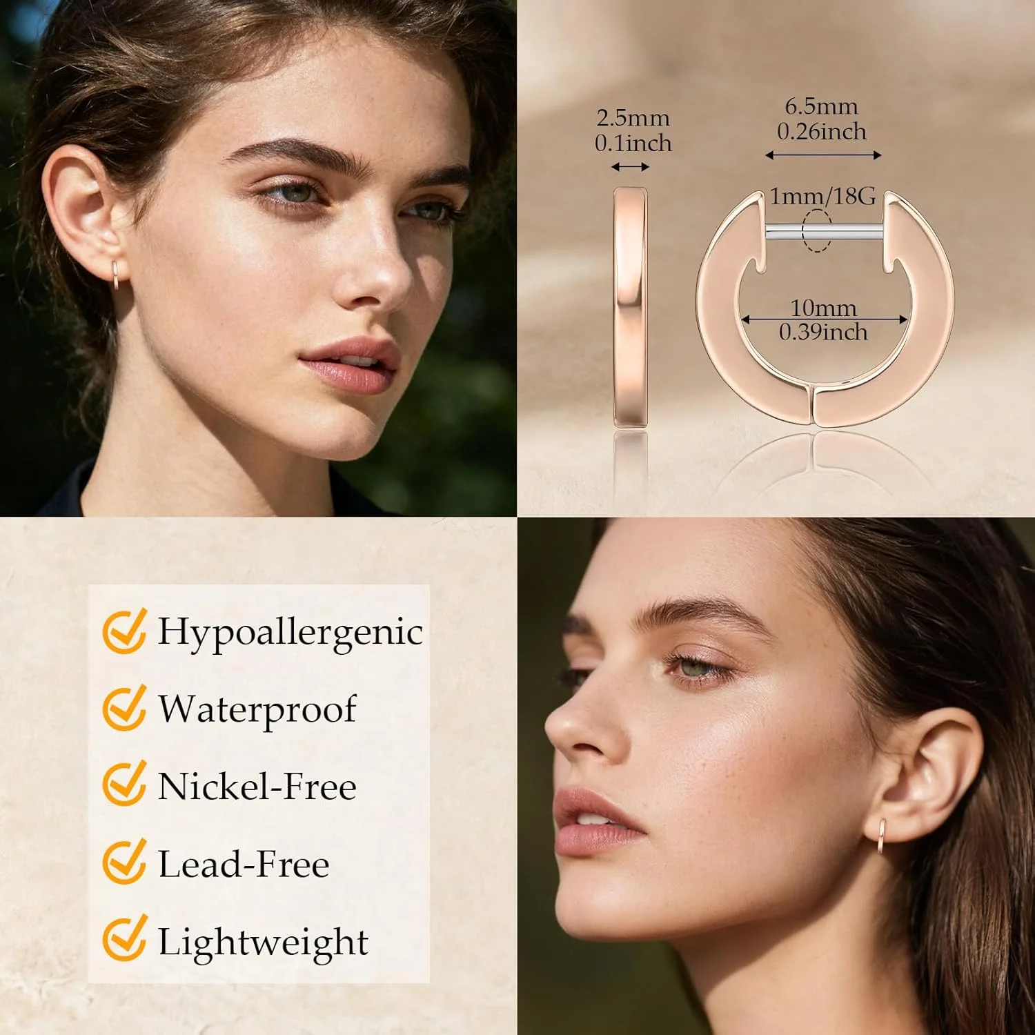 گوشواره های حلقه ای تیتانیومی ضد حساسیت Limerencia G23 مناسب گوش های حساس بانوان و دختران گوشواره های حلقه ای تیتانیومی ضد حساسیت Limerencia G23 مناسب گوش های حساس بانوان و دختران