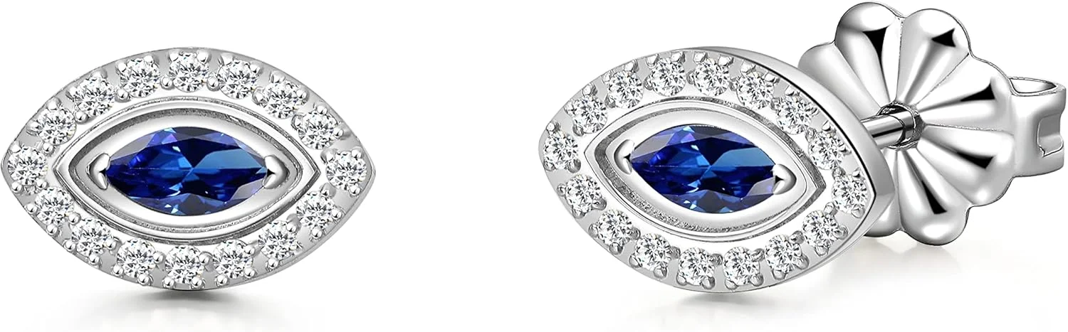 گوشواره های تیتانیومی خالص ضد حساسیت لیمرنسیا طرح چشم نظر خوشه ای نگین دار مینیمال | جواهرات مد روز پیرسینگ گرید ایمپلنت G23 مناسب گوش های حساس