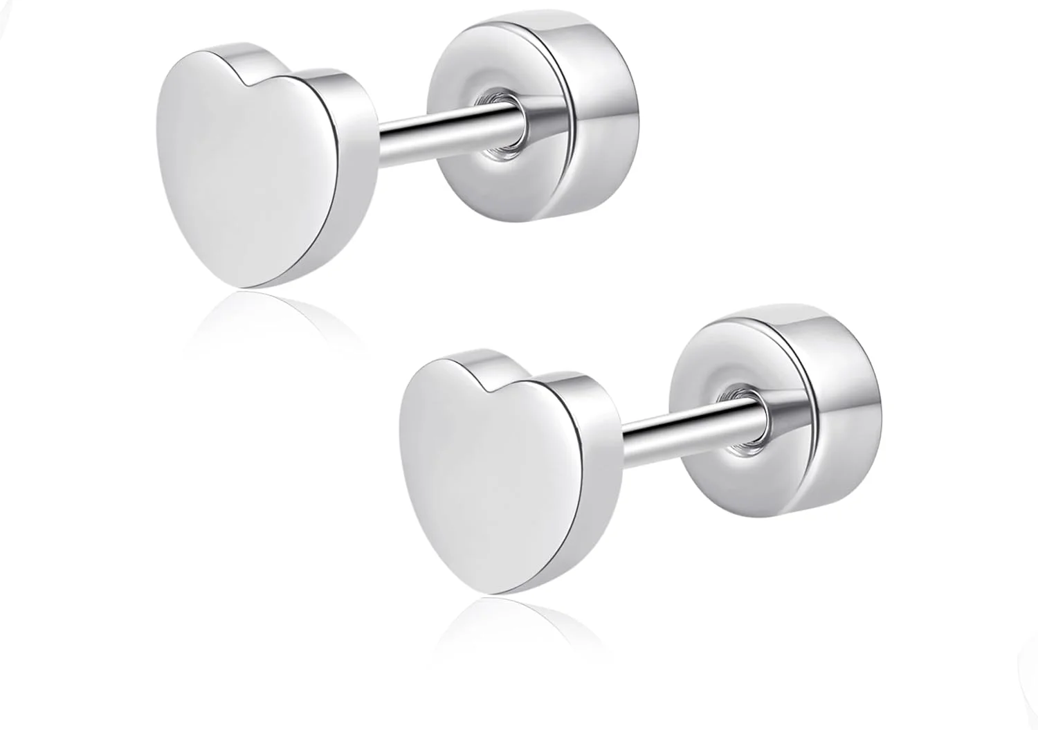 گوشواره های میخی قلبی لیمرنسیا G23 تیتانیومی ضد حساسیت با پشت صاف، 5 میلی متری، ساده، کلاسیک، طرح قلب/ستاره ای، مناسب غضروف و مارپیچ گوش برای گوش های حساس