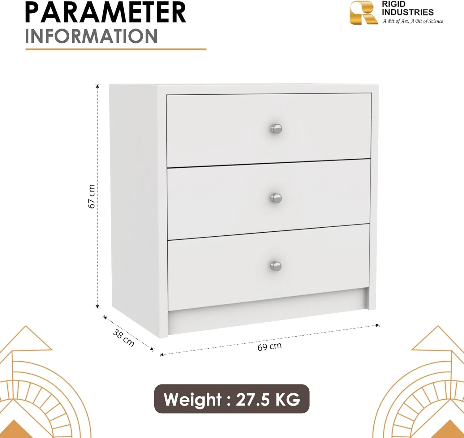 یونیت نظم دهنده 3 کشویی RIGID | کابینت چند منظوره برای دفتر، خانه، مدرسه، کالج، اتاق کودک | سینه سفید بادوام - مونتاژ شده (38D x 69W x 67H CM) یونیت نظم دهنده 3 کشویی RIGID | کابینت چند منظوره برای دفتر، خانه، مدرسه، کالج، اتاق کودک | سینه سفید بادوام - مونتاژ شده (38D x 69W x 67H CM)