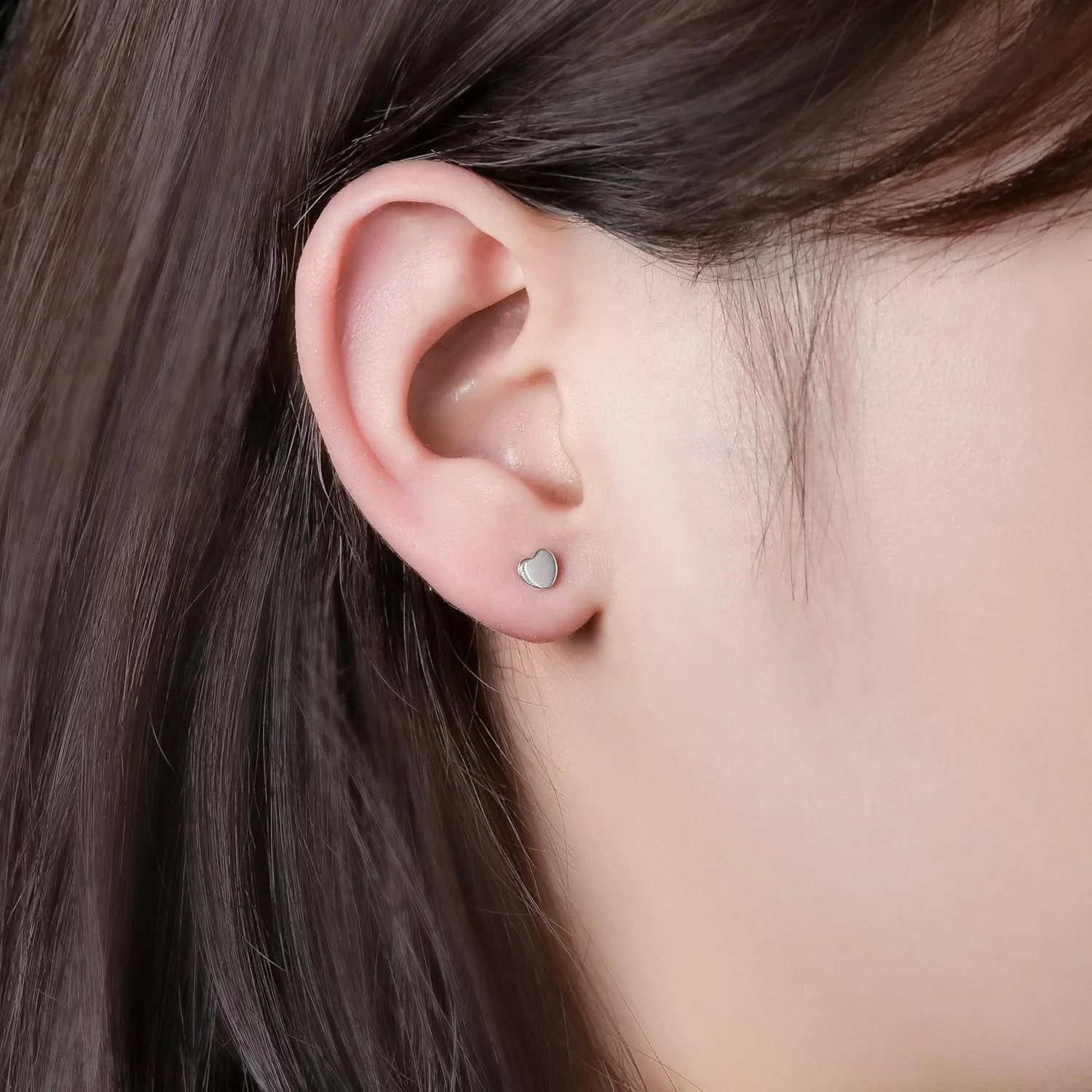 گوشواره های میخی قلبی لیمرنسیا G23 تیتانیومی ضد حساسیت با پشت صاف، 5 میلی متری، ساده، کلاسیک، طرح قلب/ستاره ای، مناسب غضروف و مارپیچ گوش برای گوش های حساس