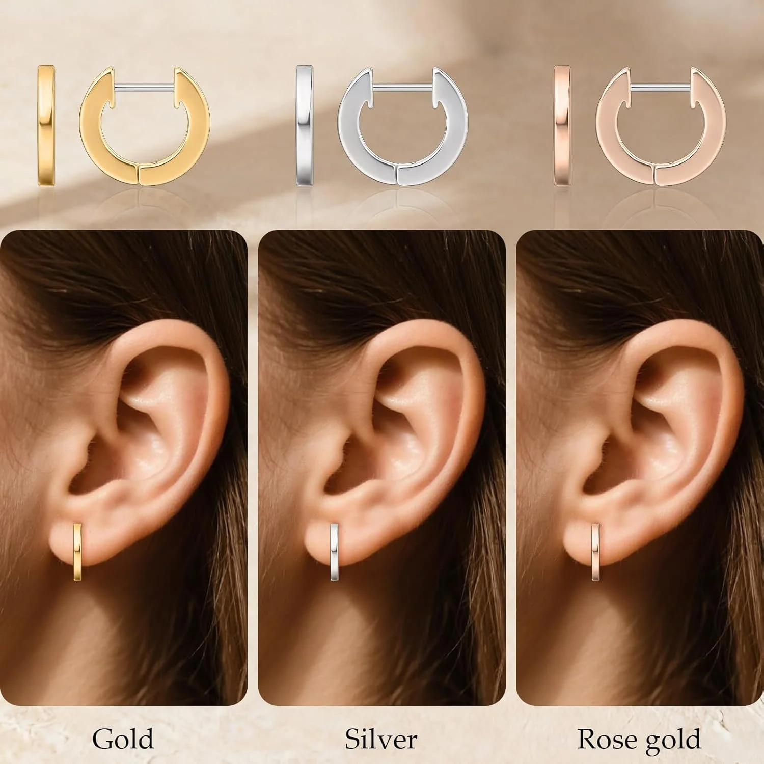گوشواره های حلقه ای تیتانیومی خالص ضد حساسیت Limerencia G23 مناسب گوش های حساس بانوان و دختران