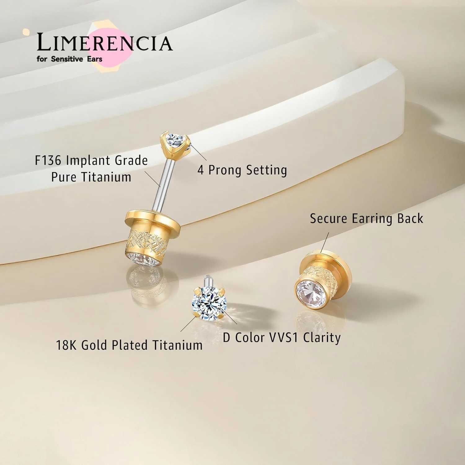 گوشواره های مویسانیت لیمرنسیا، رنگ D با وضوح VVS1، گوشواره های پشت پیچی تیتانیومی درجه ایمپلنت G23، گوشواره های میخی تیتانیومی ضد حساسیت مناسب برای زنان و مردان با گوش های حساس گوشواره های مویسانیت لیمرنسیا، رنگ D با وضوح VVS1، گوشواره های پشت پیچی تیتانیومی درجه ایمپلنت G23، گوشواره های میخی تیتانیومی ضد حساسیت مناسب برای زنان و مردان با گوش های حساس