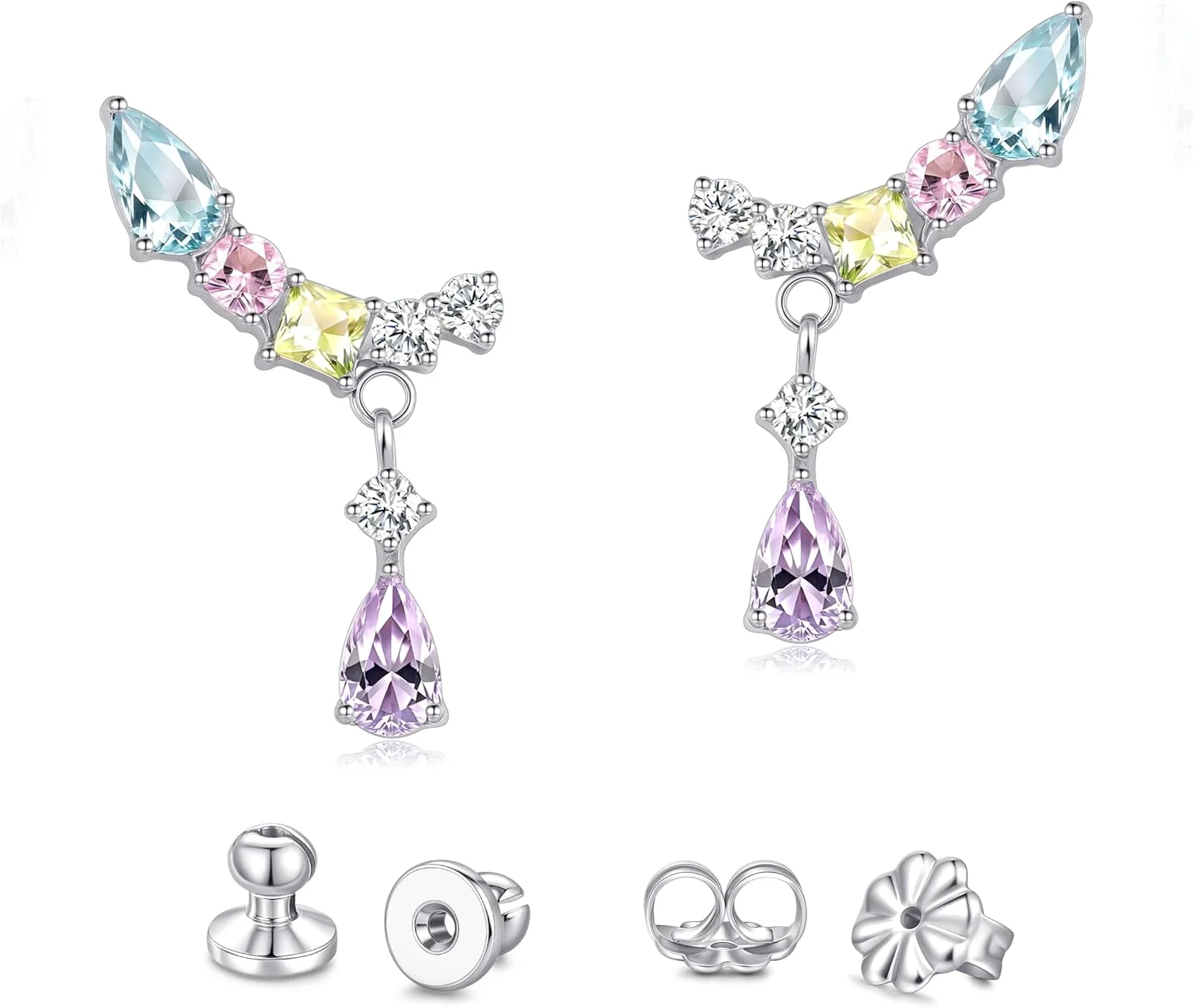 گوشواره های میخی خزنده کوهنوردی تیتانیومی ضد حساسیت Limerencia، گوشواره های زیرکونیا مکعبی کوچک G23 برای گوش های حساس زنان