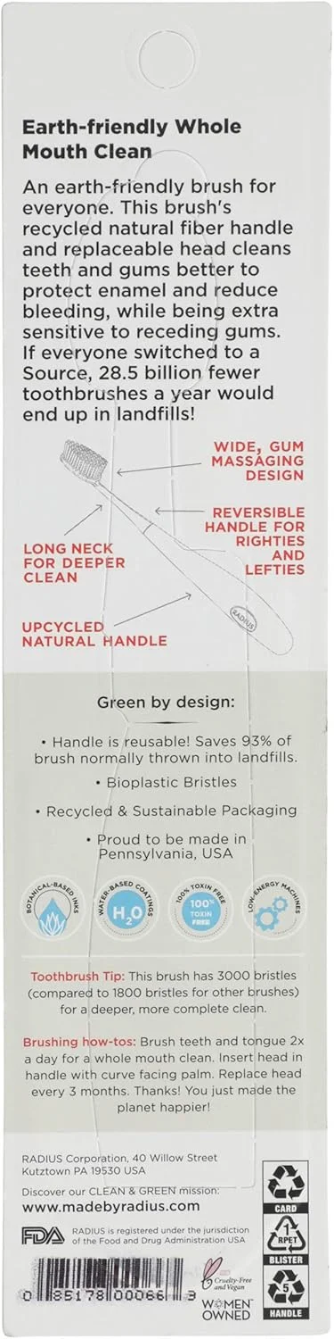 مسواک سورس RADIUS، فناوری سر قابل تعویض و دسته ساخته شده از مواد بازیافتی، رنگ ها ممکن است متفاوت باشند (متوسط، 1 عدد) مسواک سورس RADIUS، فناوری سر قابل تعویض و دسته ساخته شده از مواد بازیافتی، رنگ ها ممکن است متفاوت باشند (متوسط، 1 عدد)