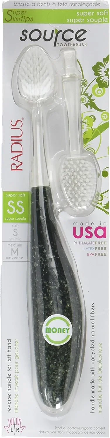 مسواک برس نخ دندان RADIUS Source | بدون BPA و مورد تایید ADA | طراحی شده برای بهبود سلامت لثه و کاهش خطر بیماری لثه (بسته 6 عددی)