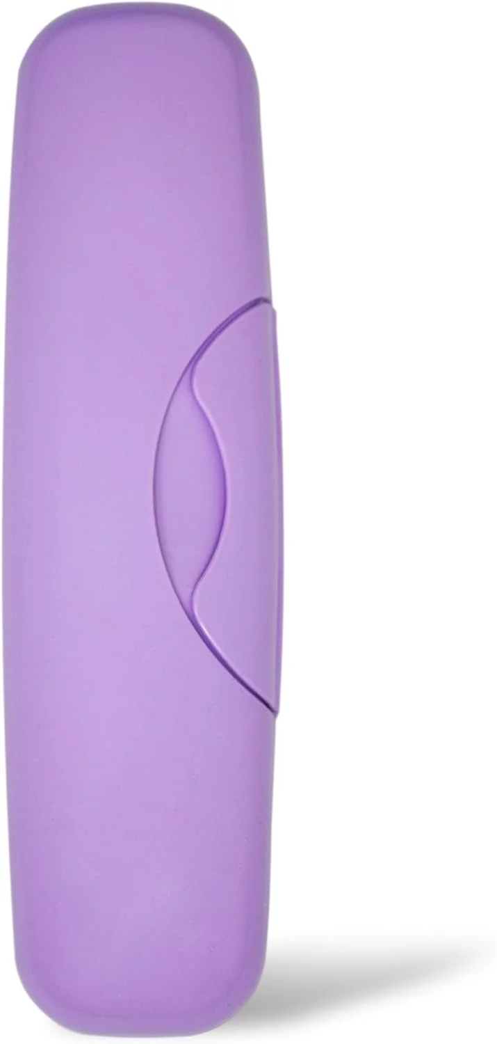 مسواک بزرگ RADIUS با سر برس قابل تعویض، فاقد BPA و مورد تایید ADA - دست راست - برس اسطوخودوسی پاستلی با جعبه اسطوخودوسی پاستلی