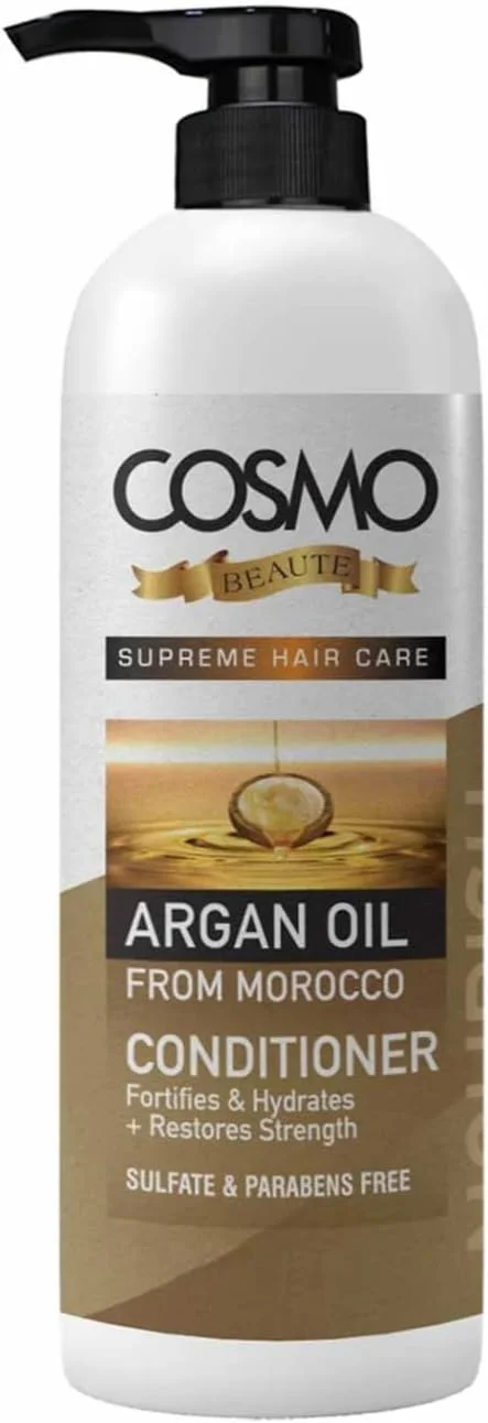 نرم کننده مو روغن آرگان سی دی COSMO DESIGNS Beaute حجم 1000 میلی لیتر، تقویت کننده و آبرسان، فاقد سولفات و پارابن، احیا کننده استحکام، مناسب برای آقایان و بانوان نرم کننده مو روغن آرگان سی دی COSMO DESIGNS Beaute حجم 1000 میلی لیتر، تقویت کننده و آبرسان، فاقد سولفات و پارابن، احیا کننده استحکام، مناسب برای آقایان و بانوان