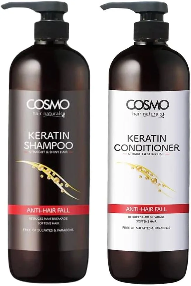شامپو و نرم کننده کراتینه مو سی دی COSMO DESIGNS Hair Naturals، 1000 میلی لیتر، مناسب برای آقایان و بانوان، بدون سولفات و پارابن، بسته مراقبت از مو 2 در 1، کیت استفاده روزانه شامپو و نرم کننده کراتینه مو سی دی COSMO DESIGNS Hair Naturals، 1000 میلی لیتر، مناسب برای آقایان و بانوان، بدون سولفات و پارابن، بسته مراقبت از مو 2 در 1، کیت استفاده روزانه
