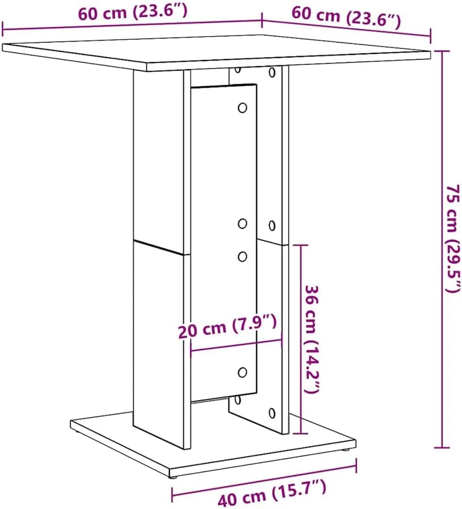 میز بیسترو ویدا ایکس ال، مناسب منزل، اتاق نشیمن، میز بار، میز کافه، پاسیو، باغ، ناهارخوری، میز صبحانه، میز کار، مبلمان، بتنی خاکستری، چوب مهندسی شده