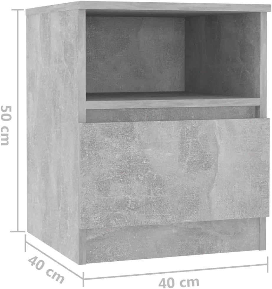 کابینت کنار تختی vidaXL با کشو، کابینت ذخیره سازی، میز کنار تخت، قفسه، پایه تلفن، مبلمان اتاق نشیمن، چوب مهندسی شده خاکستری بتنی کابینت کنار تختی vidaXL با کشو، کابینت ذخیره سازی، میز کنار تخت، قفسه، پایه تلفن، مبلمان اتاق نشیمن، چوب مهندسی شده خاکستری بتنی