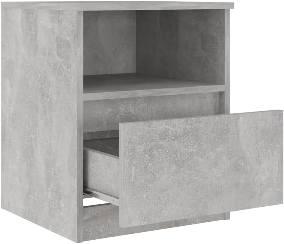 کابینت کنار تختی vidaXL با کشو، کابینت ذخیره سازی، میز کنار تخت، قفسه، پایه تلفن، مبلمان اتاق نشیمن، چوب مهندسی شده خاکستری بتنی کابینت کنار تختی vidaXL با کشو، کابینت ذخیره سازی، میز کنار تخت، قفسه، پایه تلفن، مبلمان اتاق نشیمن، چوب مهندسی شده خاکستری بتنی