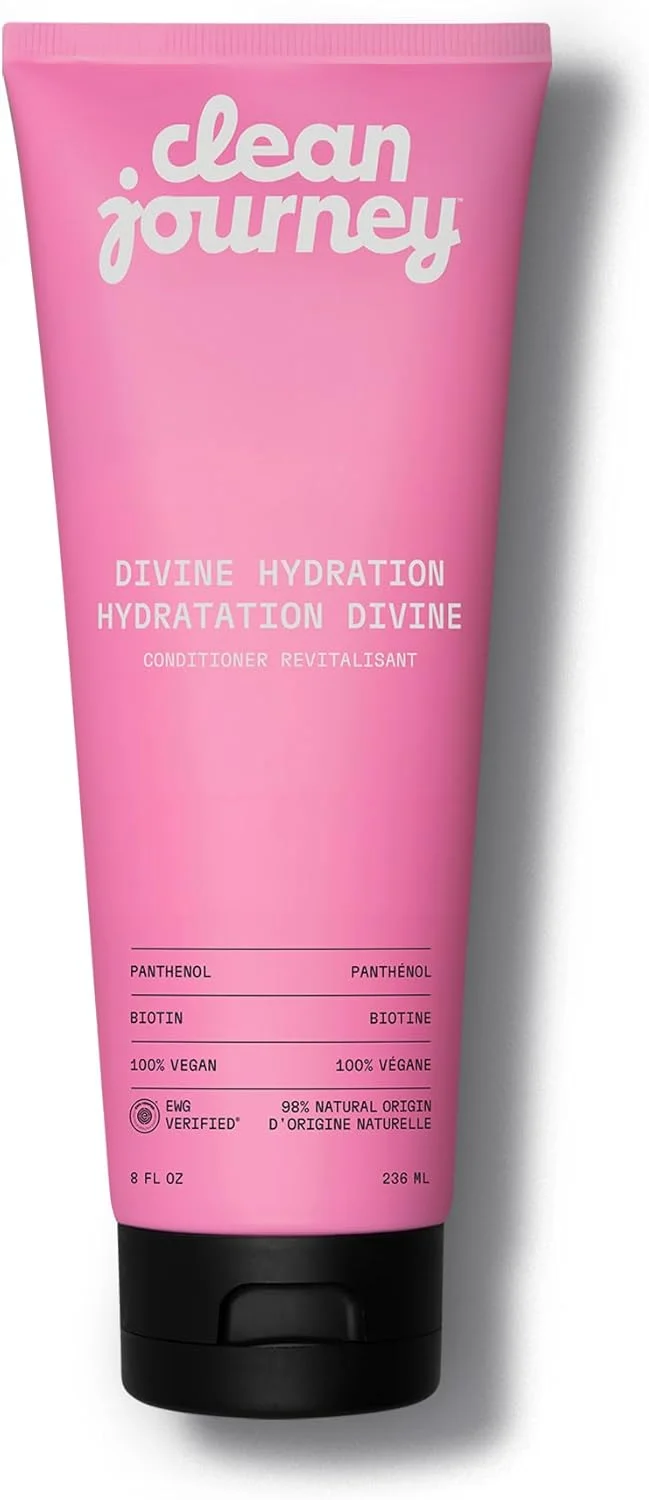 نرم کننده مو آبرسان کلین جورنی Divine، دارای گواهینامه EWG، غنی شده با پانتنول و بیوتین، برای موهای خشک و شکننده، مواد اولیه تمیز، وگان، رایحه گرمسیری، 8 اونس مایع نرم کننده مو آبرسان کلین جورنی Divine، دارای گواهینامه EWG، غنی شده با پانتنول و بیوتین، برای موهای خشک و شکننده، مواد اولیه تمیز، وگان، رایحه گرمسیری، 8 اونس مایع