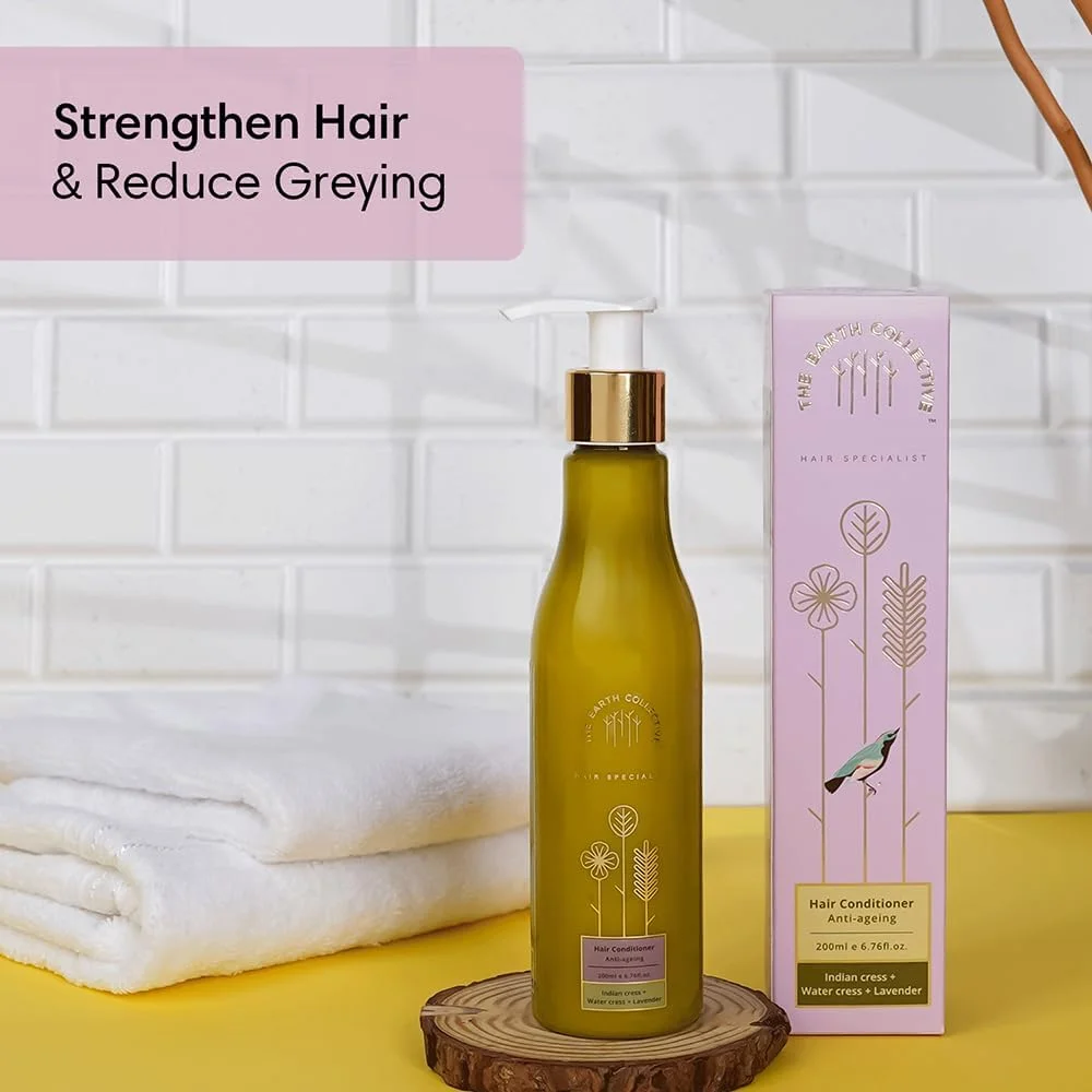 نرم کننده مو ضد پیری The Earth Collective، ۲۰۰ میلی لیتر، افزایش آبرسانی قوی به موهای کدر - بدون مواد شیمیایی مضر