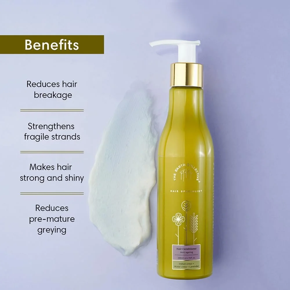 نرم کننده مو ضد پیری The Earth Collective، ۲۰۰ میلی لیتر، افزایش آبرسانی قوی به موهای کدر - بدون مواد شیمیایی مضر