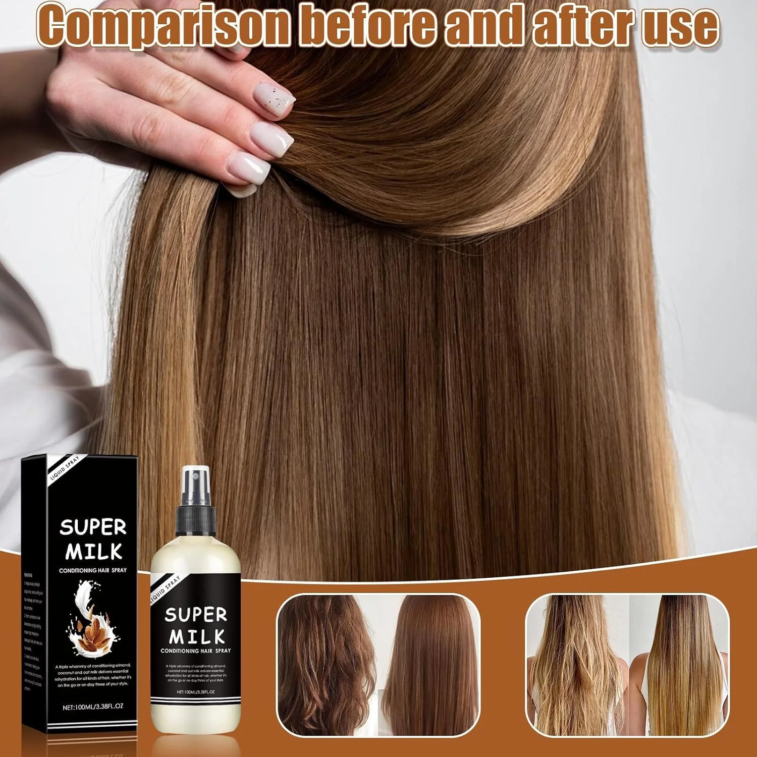 نرم کننده مو بدون نیاز به آبکشی، پرایمر نرم کننده مو 100 میلی لیتر، اسپری نرم کننده مو مراقبت از موهای صاف برای موهای فر و صاف، موهای خشک و آسیب دیده نرم کننده مو بدون نیاز به آبکشی، پرایمر نرم کننده مو 100 میلی لیتر، اسپری نرم کننده مو مراقبت از موهای صاف برای موهای فر و صاف، موهای خشک و آسیب دیده