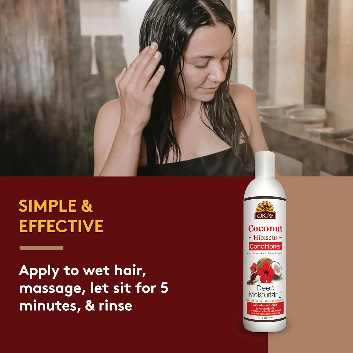 نرم کننده نارگیل و گل بامیه OKAY | مناسب برای انواع مو | ترمیم کننده - آبرسان - تقویت کننده | حاوی روغن بادام، آرگان و آووکادو | فاقد پارابن، سیلیکون، سولفات | 355 میلی لیتر نرم کننده نارگیل و گل بامیه OKAY | مناسب برای انواع مو | ترمیم کننده - آبرسان - تقویت کننده | حاوی روغن بادام، آرگان و آووکادو | فاقد پارابن، سیلیکون، سولفات | 355 میلی لیتر