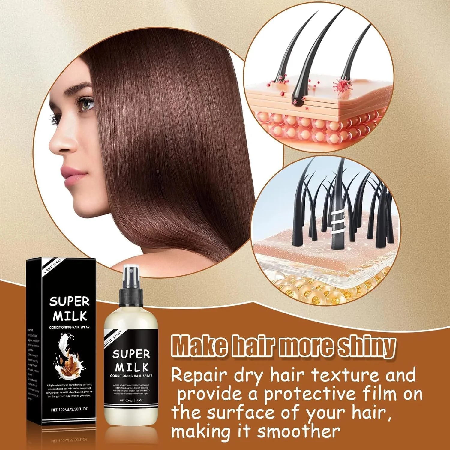 نرم کننده مو بدون نیاز به آبکشی، پرایمر نرم کننده مو 100 میلی لیتر، اسپری نرم کننده مو مراقبت از موهای صاف برای موهای فر و صاف، موهای خشک و آسیب دیده نرم کننده مو بدون نیاز به آبکشی، پرایمر نرم کننده مو 100 میلی لیتر، اسپری نرم کننده مو مراقبت از موهای صاف برای موهای فر و صاف، موهای خشک و آسیب دیده