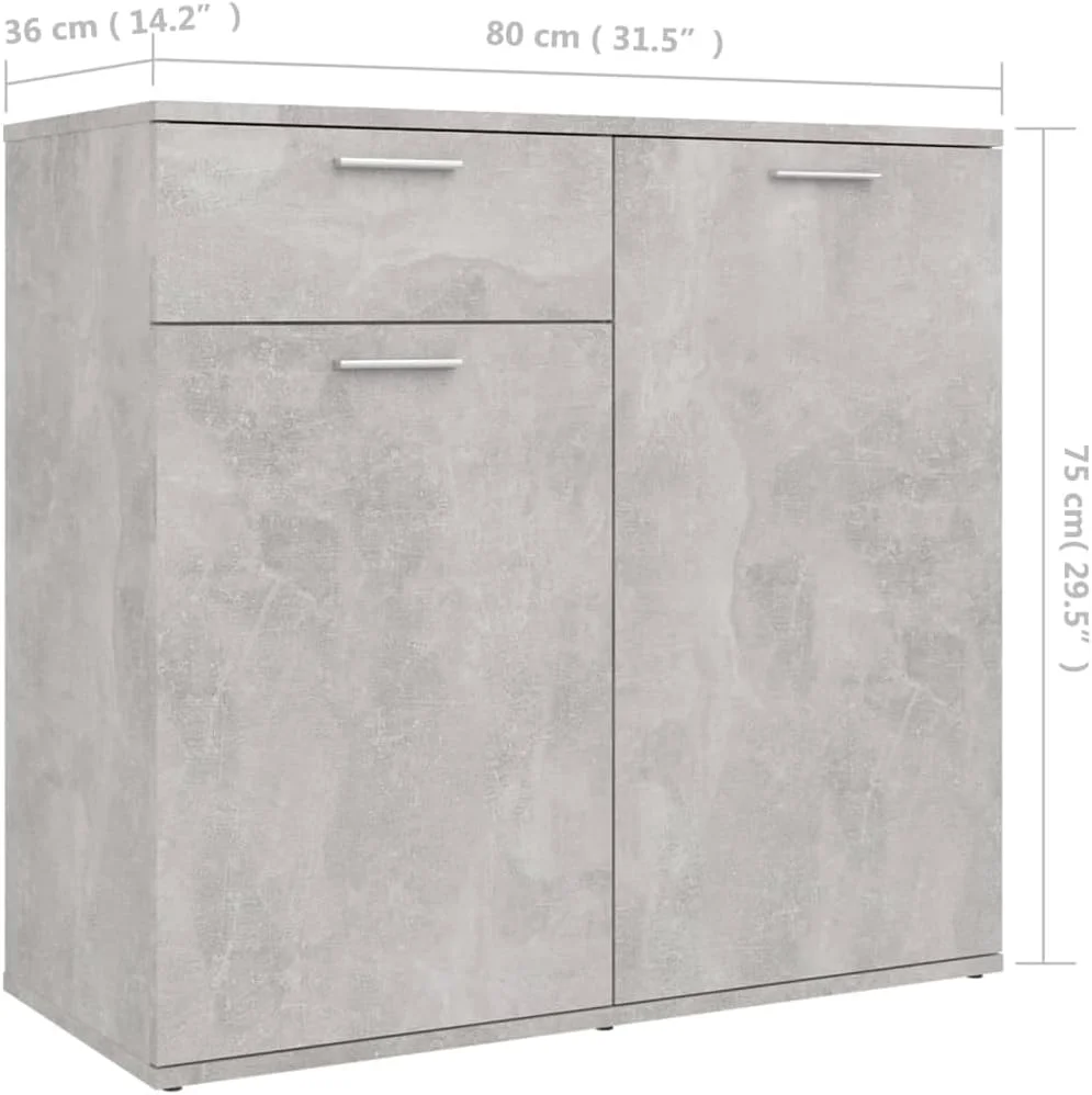 کابینت بوفه vidaXL، دارای کشو، قفسه و مناسب برای نگهداری وسایل، مناسب اتاق نشیمن، رنگ طوسی بتنی، ساخته شده از چوب فرآوری شده کابینت بوفه vidaXL، دارای کشو، قفسه و مناسب برای نگهداری وسایل، مناسب اتاق نشیمن، رنگ طوسی بتنی، ساخته شده از چوب فرآوری شده