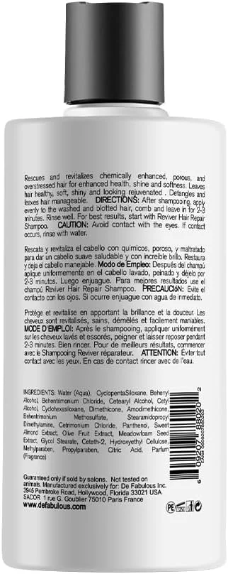نرم کننده ترمیم کننده مو دی فابولوس ریوایور - 250 میلی لیتر | فرمول پروتئین سه گانه با پروتئین های سویا، جو دوسر و گندم | بدون سولفات، وگان و بدون تست حیوانی | احیا کننده موهای آسیب دیده و تحت درمان شیمیایی | 8.5 اونس