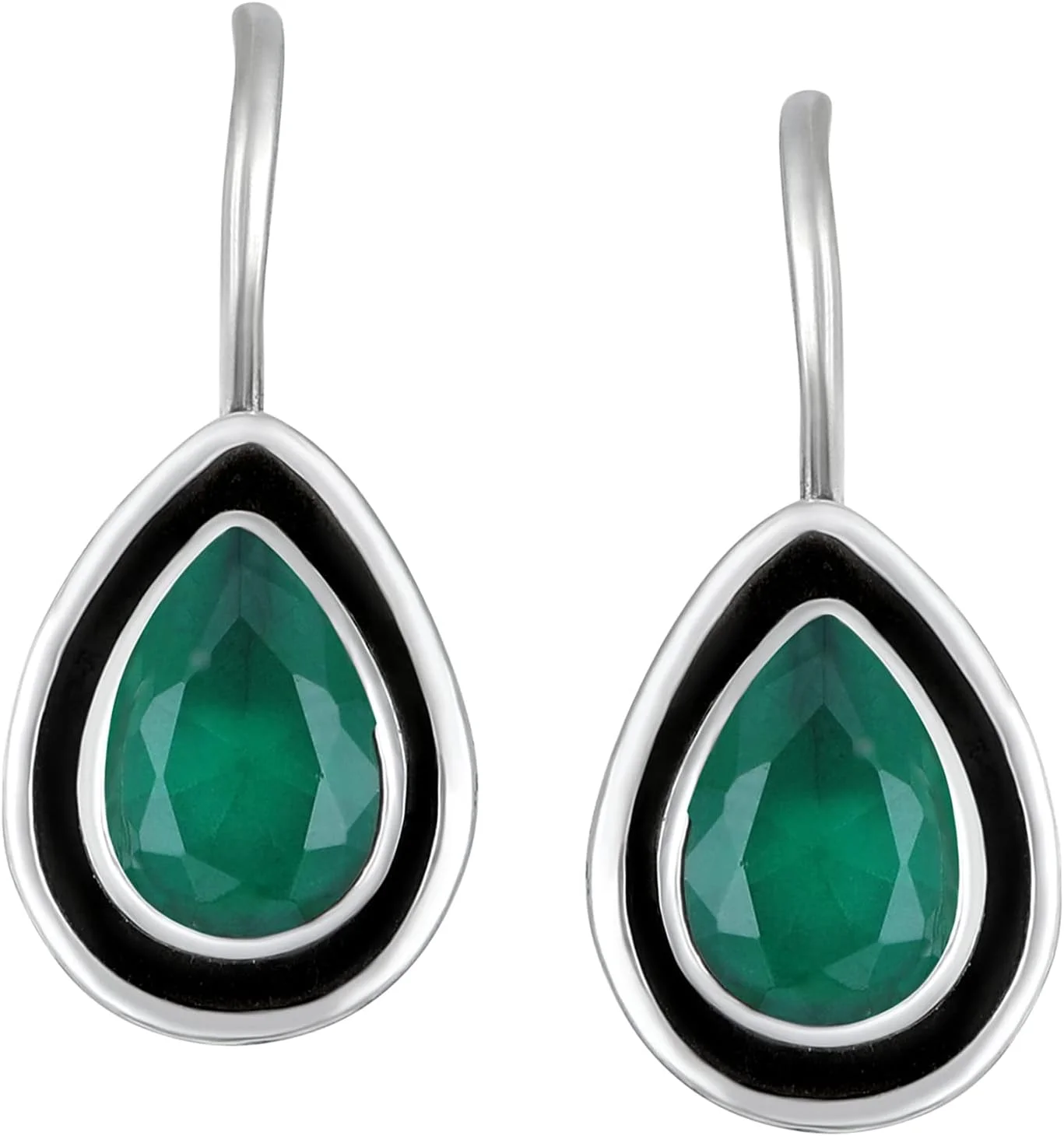 آهلی گوشواره آویز نقره استرلینگ 925 با طرح الماس و روکش اکسید شده ضد تیرگی مدل قلاب ماهی برای زنان