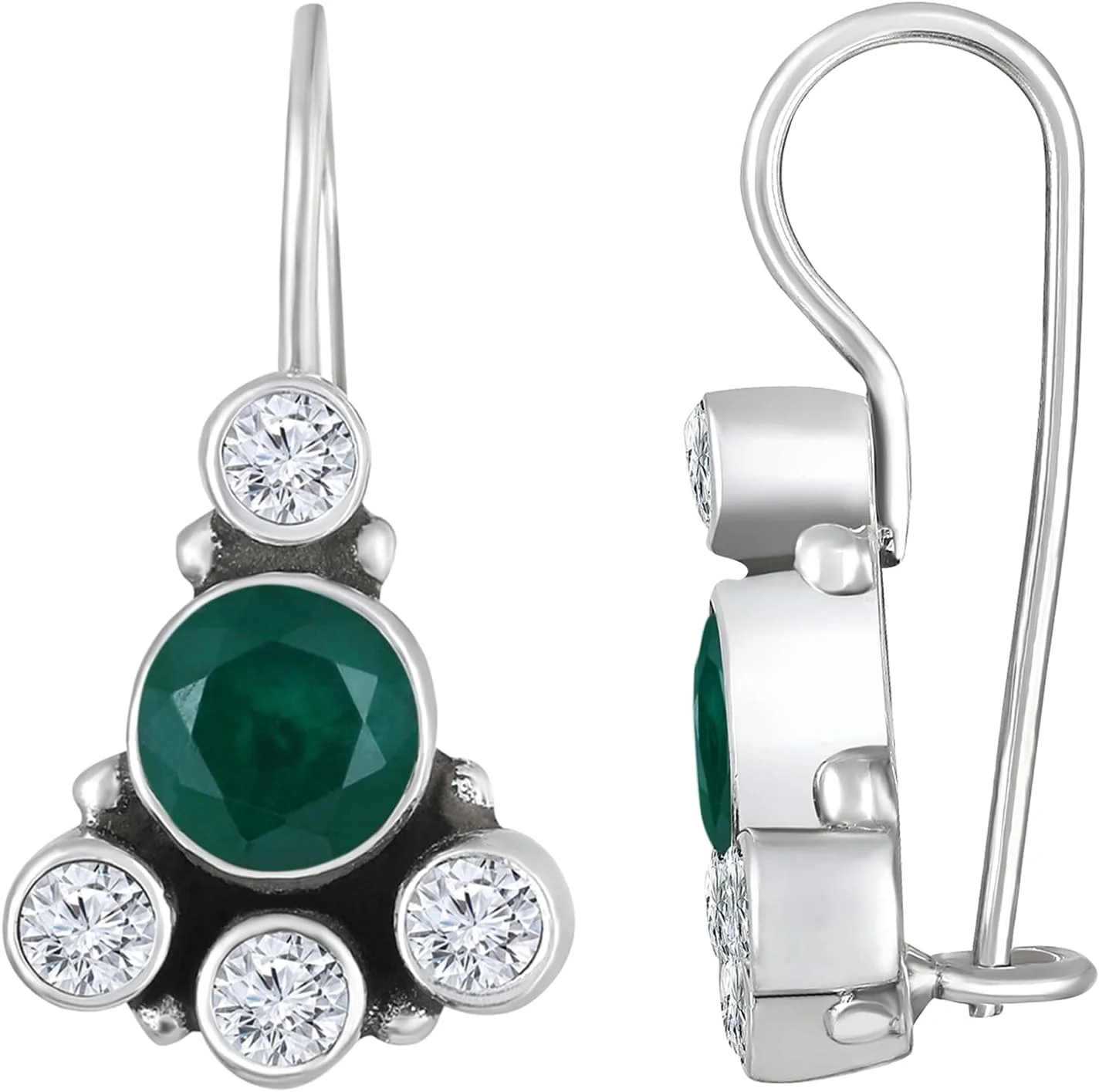 گوشواره آویز زنانه طرح ماهی نقره استرلینگ 925 با نگین های زیرکونیا، پرداخت اکسید شده، ضد تیرگی و یاقوت کبود مصنوعی آبی رنگ مناسب استفاده روزمره