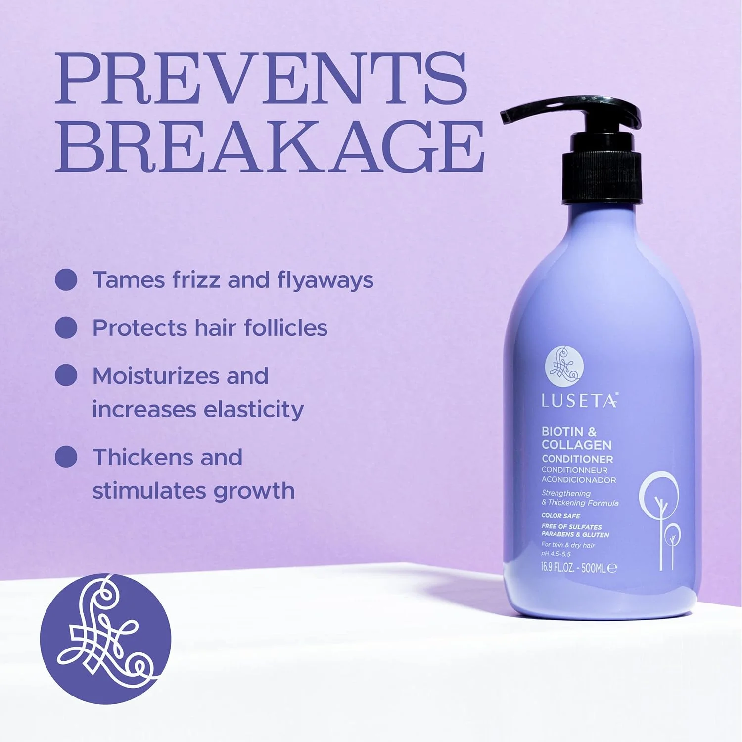 نرم کننده مو لوسِتا بیوتین و کلاژن، ضخیم کننده مو برای جلوگیری از ریزش مو و رشد سریع مو - غنی شده با روغن آرگان برای ترمیم موهای خشک و آسیب دیده - بدون سولفات و پارابن 500 میلی لیتر