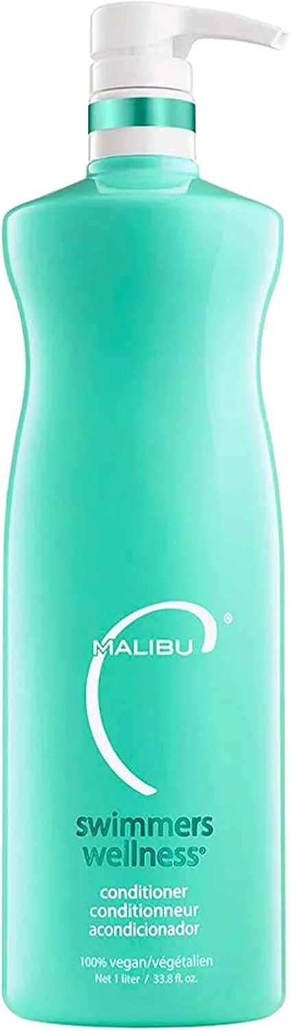 نرم کننده موهای خشک و شکننده Malibu C Swimmers Wellness مناسب شناگران، حاوی پروتئین های تقویت کننده، 1000 میلی لیتر نرم کننده موهای خشک و شکننده Malibu C Swimmers Wellness مناسب شناگران، حاوی پروتئین های تقویت کننده، 1000 میلی لیتر