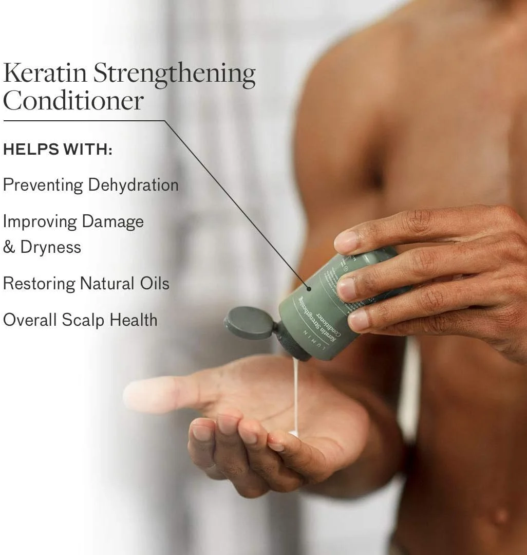 نرم کننده تقویت کننده کراتین مردانه لومین (2 عددی): آبرسانی و تقویت موهای خشک و آسیب دیده | فرموله شده با روغن جوجوبا برای بهبود سلامت مو و پوست سر نرم کننده تقویت کننده کراتین مردانه لومین (2 عددی): آبرسانی و تقویت موهای خشک و آسیب دیده | فرموله شده با روغن جوجوبا برای بهبود سلامت مو و پوست سر