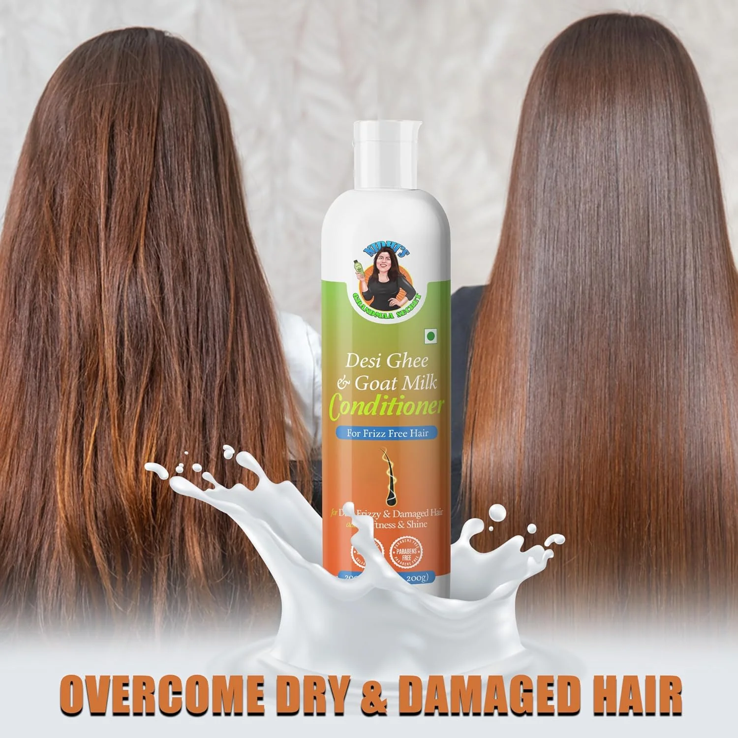 نرم کننده مو حاوی روغن حیوانی و شیر بز NIDHI’S GRANDMAA SECRET مناسب موهای خشک و آسیب دیده - 200 میلی لیتر نرم کننده مو حاوی روغن حیوانی و شیر بز NIDHI’S GRANDMAA SECRET مناسب موهای خشک و آسیب دیده - 200 میلی لیتر