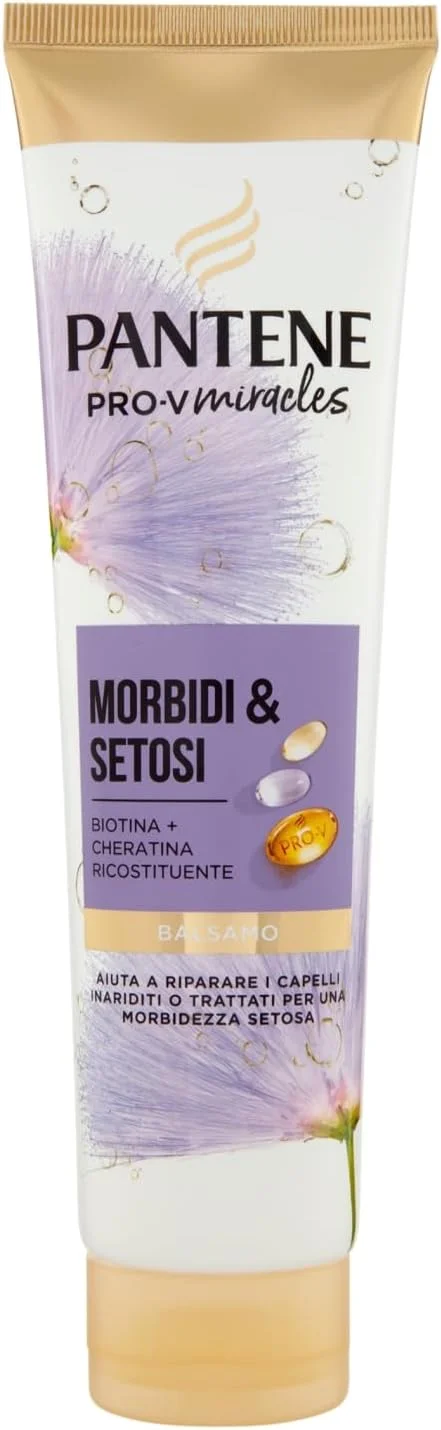 نرم کننده مو پنتن مدل Soft & Silky حاوی بیوتین و کراتین، ترمیم کننده مو، 160 میلی لیتر، نرم کننده Pro-V Miracles به ترمیم موهای خشک، آسیب دیده، رنگ شده یا مختلط کمک می کند. مغذی