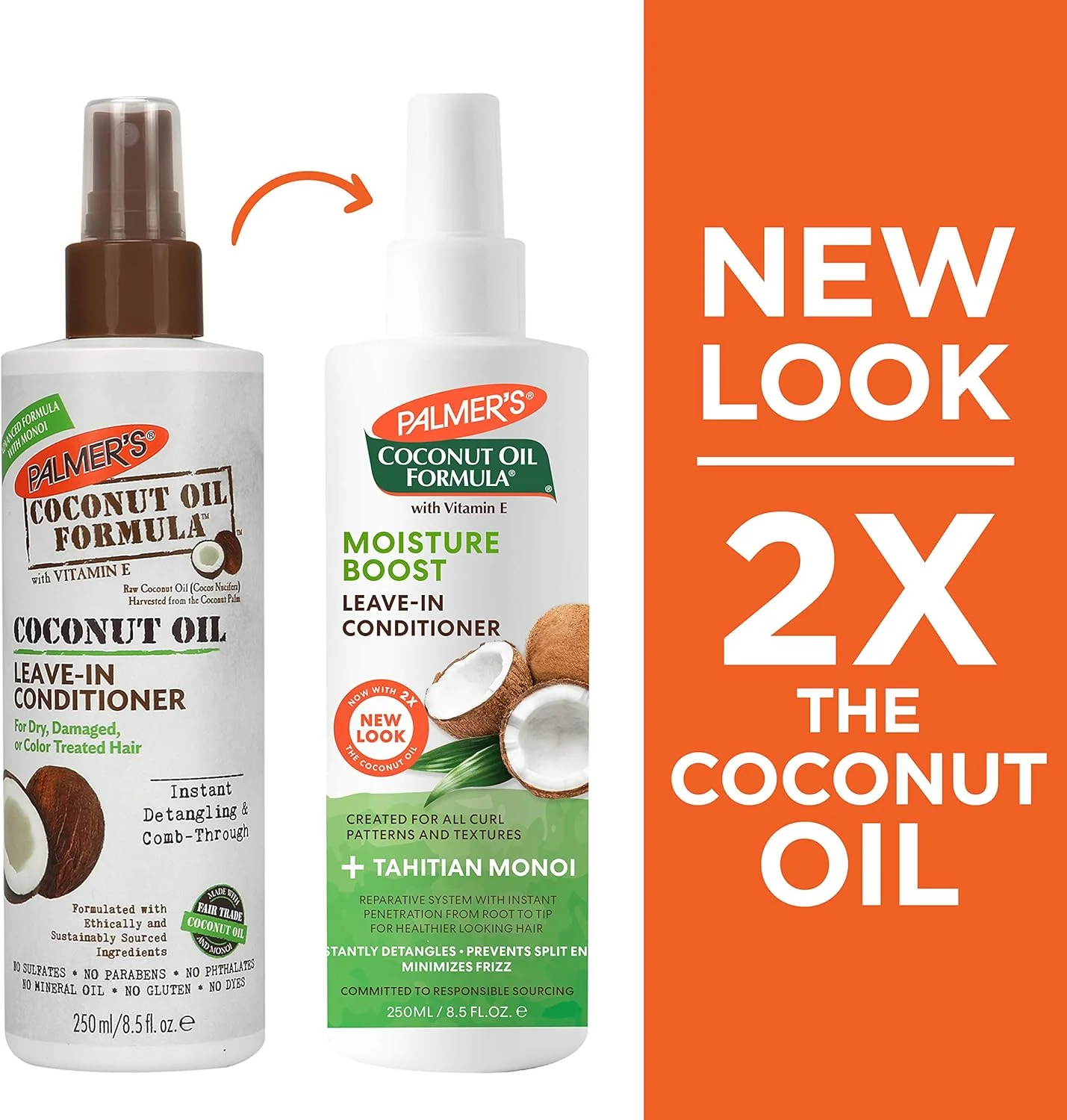 نرم کننده موی سر پالمِرز حاوی روغن نارگیل، بدون نیاز به آبکشی 250 میلی لیتر