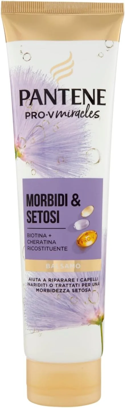 نرم کننده مو پنتن مدل Soft & Silky حاوی بیوتین و کراتین، ترمیم کننده مو، 160 میلی لیتر، نرم کننده Pro-V Miracles به ترمیم موهای خشک، آسیب دیده، رنگ شده یا مختلط کمک می کند. مغذی