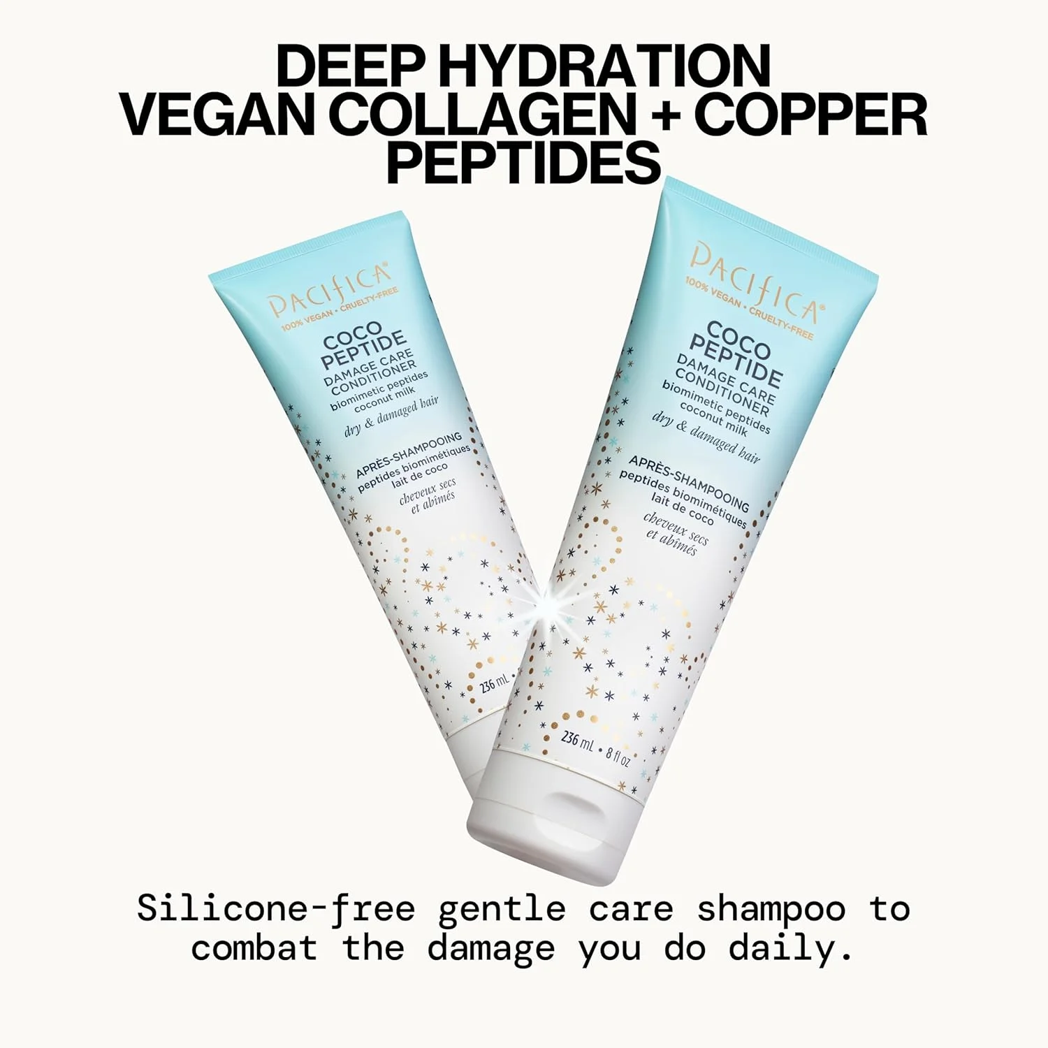 نرم کننده موی آسیب دیده پسیفیکا بیوتی، حاوی پپتید نارگیل، مناسب موهای خشک و آسیب دیده، ترمیم کننده آسیب ناشی از دکلره، رنگ، خدمات شیمیایی، کلر و حرارت، حاوی نارگیل، ویتامین B5 و پپتید، رفع موخوره و شکستگی مو