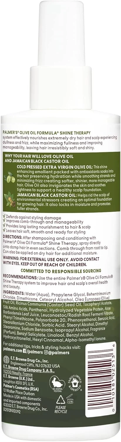 نرم کننده موی سر بدون نیاز به آبکشی حاوی روغن زیتون پالمِرز | درمان درخشندگی | آنتی اکسیدان های ضروری برای درخشندگی، حجم و تعادل پوست سر | ساخته شده با روغن کرچک جامائیکایی | بدون پارابن، سولفات، رنگ و روغن معدنی - 250 میلی لیتر