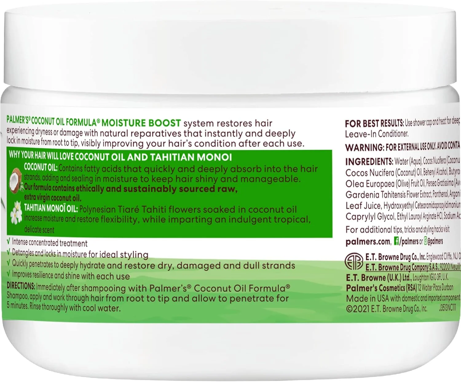 نرم کننده عمیق موی سر حاوی روغن نارگیل پالمرز - ویتامین E + منوی تاهیتی - مناسب برای انواع فر و بافت مو - 340 گرم نرم کننده عمیق موی سر حاوی روغن نارگیل پالمرز - ویتامین E + منوی تاهیتی - مناسب برای انواع فر و بافت مو - 340 گرم